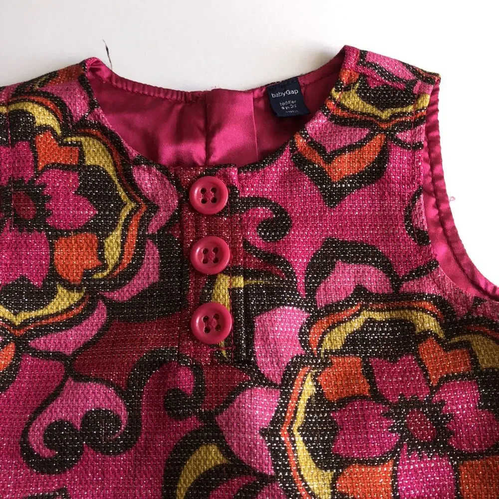 Gap Metallic Magenta Sparkle Retro Dress Size 5